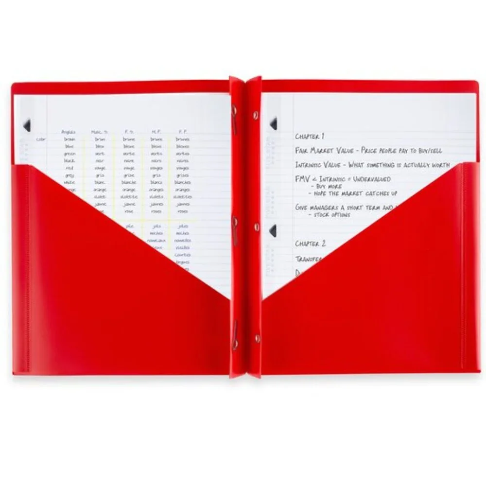 Mead Five Star Pocket Prong 2-Pocket Plastic Folder Asst Colors School Office
